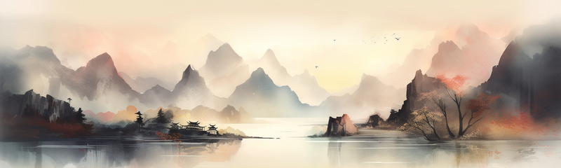 唯美意境复古山水新中式艺术中国画,插画/手绘图,插画/手绘图库,插画/手绘图下载,插画/手绘